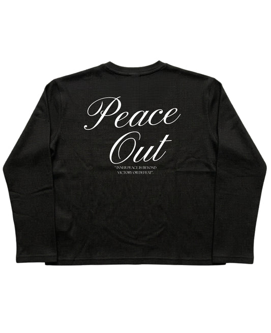 Black Henley waffle knit Back Design